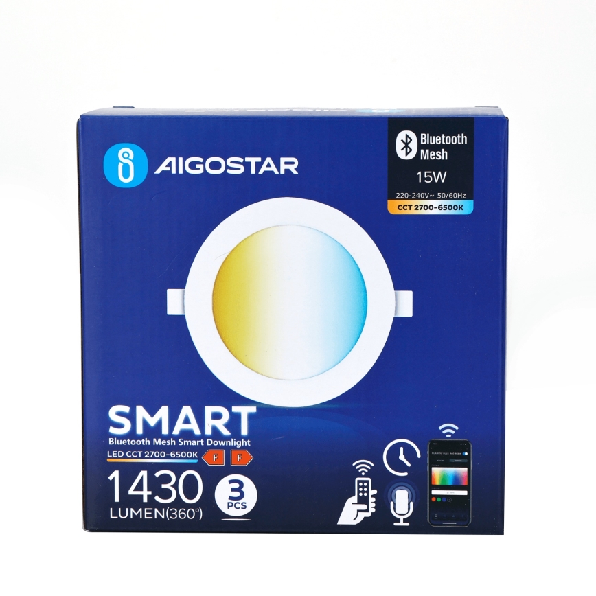 SET 3x corp de iluminat LED dimabil încastrat Aigostar MESH LED/15W/230V 2700K-6500K d. 17cm