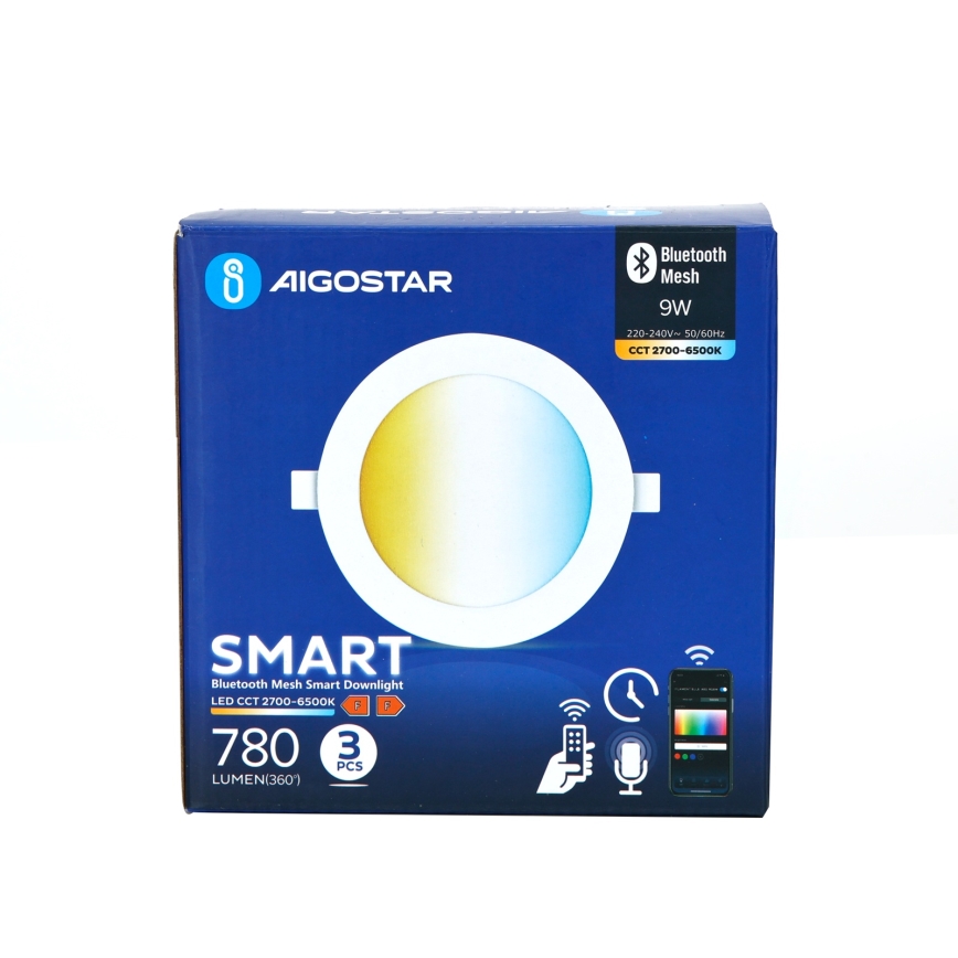 SET 3x corp de iluminat LED dimabil încastrat Aigostar MESH LED/9W/230V 2700K-6500K d. 14,5 cm