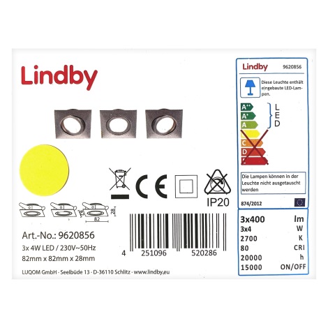 SET 3x corp de iluminat LED încastrat ANDREJ LED/4W/230V Lindby