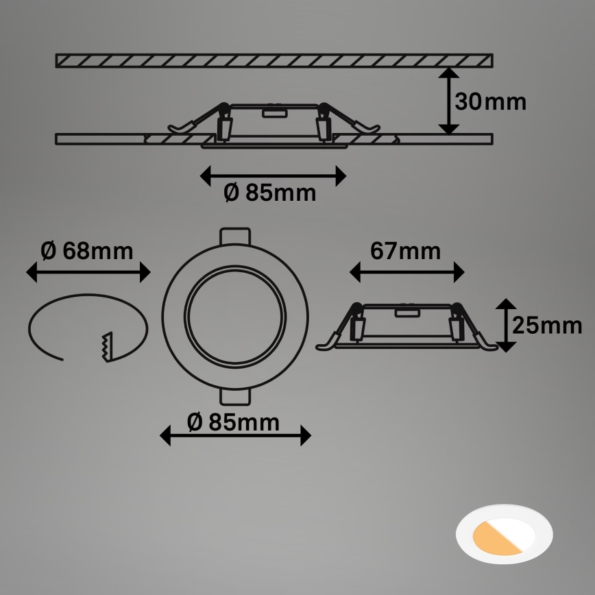 SET 3x corp de iluminat LED încastrat pentru baie Brilo LED/4W/230V IP44 3000/4000K alb