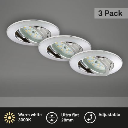 SET 3x corp de iluminat LED încastrat pentru baie Briloner 7209-038 LED/5W/230V IP23
