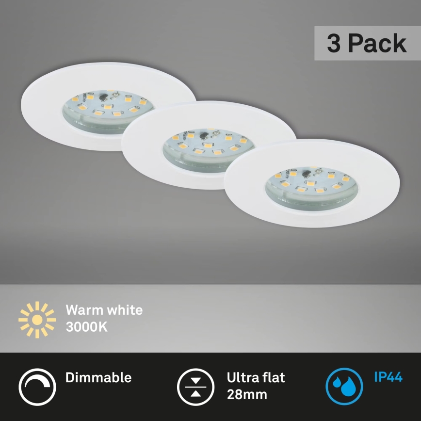 SET 3x corp de iluminat LED dimabil încastrat pentru baie Briloner 7231-036 LED/5,5W/230V IP44