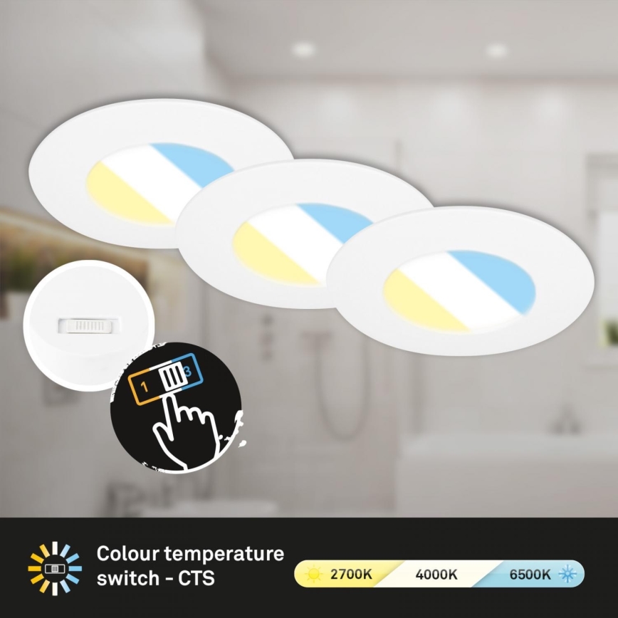 SET 3x corp de iluminat LED încastrat pentru baie Briloner 7598036 LED/4,9W/230V IP44 2700/4000/6500K alb