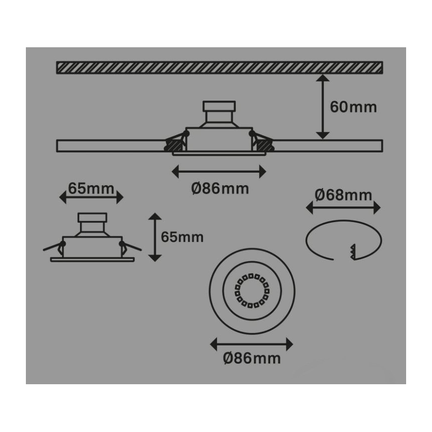 SET 3x corp de iluminat LED încastrat pentru baie 1xGU10/3W/230V IP23 argintiu Briloner 7221-039