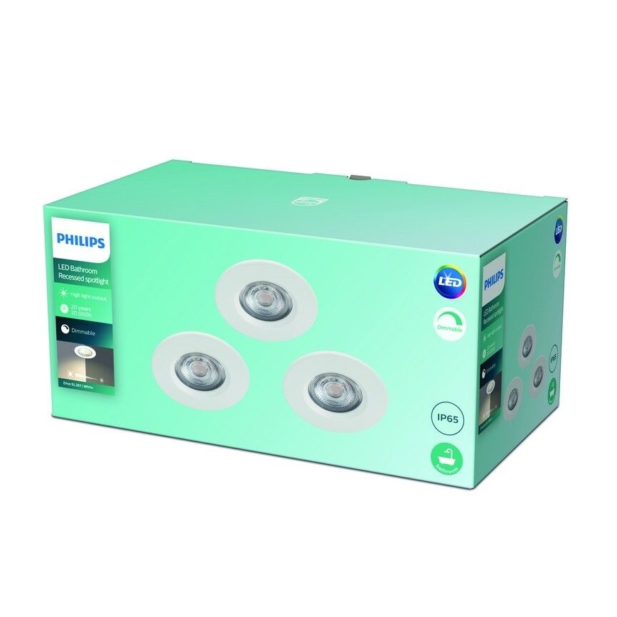 SET 3x corp de iluminat LED pentru baie dimabil LED/5W/230V 2700K IP65 Philips