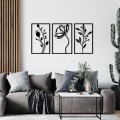 SET 3x decorațiune de perete 78x39 cm metal flori