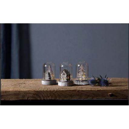 SET 3x decorațiune LED de Crăciun 1xLED/0,06W/1xCR2032 maro Eglo