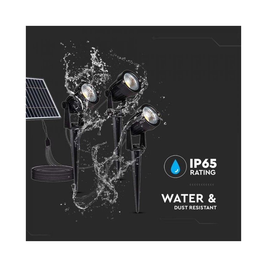 SET 3x Lampă solară LED pentru exterior 3xLED/1,2W/3,7V IP65 3000K 4000 mAh