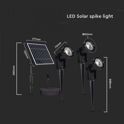 SET 3x Lampă solară LED pentru exterior 3xLED/1,2W/3,7V IP65 3000K 4000 mAh