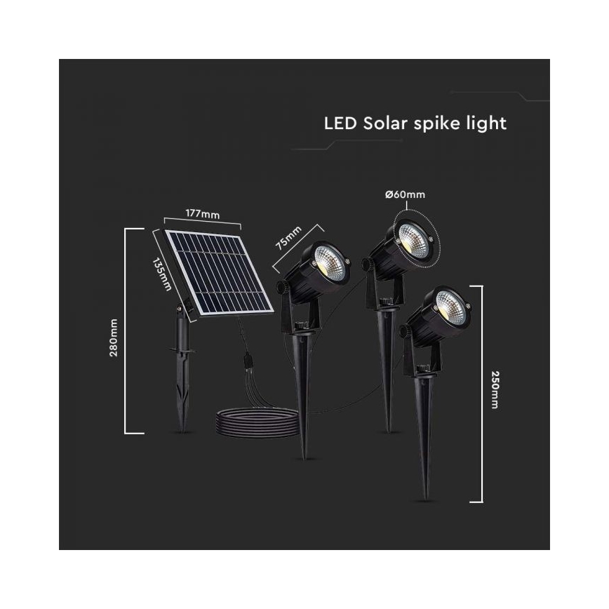 SET 3x Lampă solară LED pentru exterior 3xLED/1,2W/3,7V IP65 3000K 4000 mAh