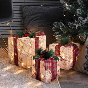 Set 3x LED cadou de Crăciun 48xLED/3,6W/230V IP44 alb cald