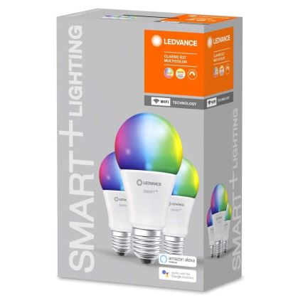 SET 3x LED RGB Dimming SMART + E27/9W/230V 2700K-6500K Wi-Fi - Ledvance