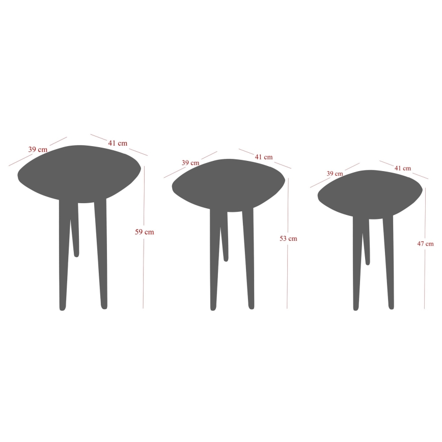 SET 3x măsuță laterală TYN maro