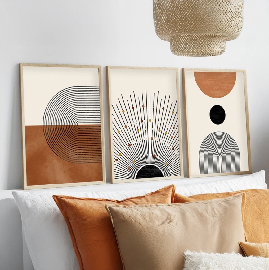 SET 3x pictură în ramă foto 50x70 cm bej/maro