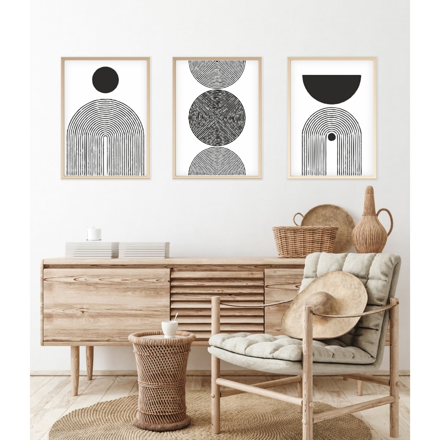 SET 3x pictură în ramă foto 50x70 cm negru/alb