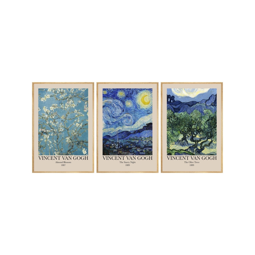SET 3x pictură în ramă foto 50x70 cm Vincent van Gogh