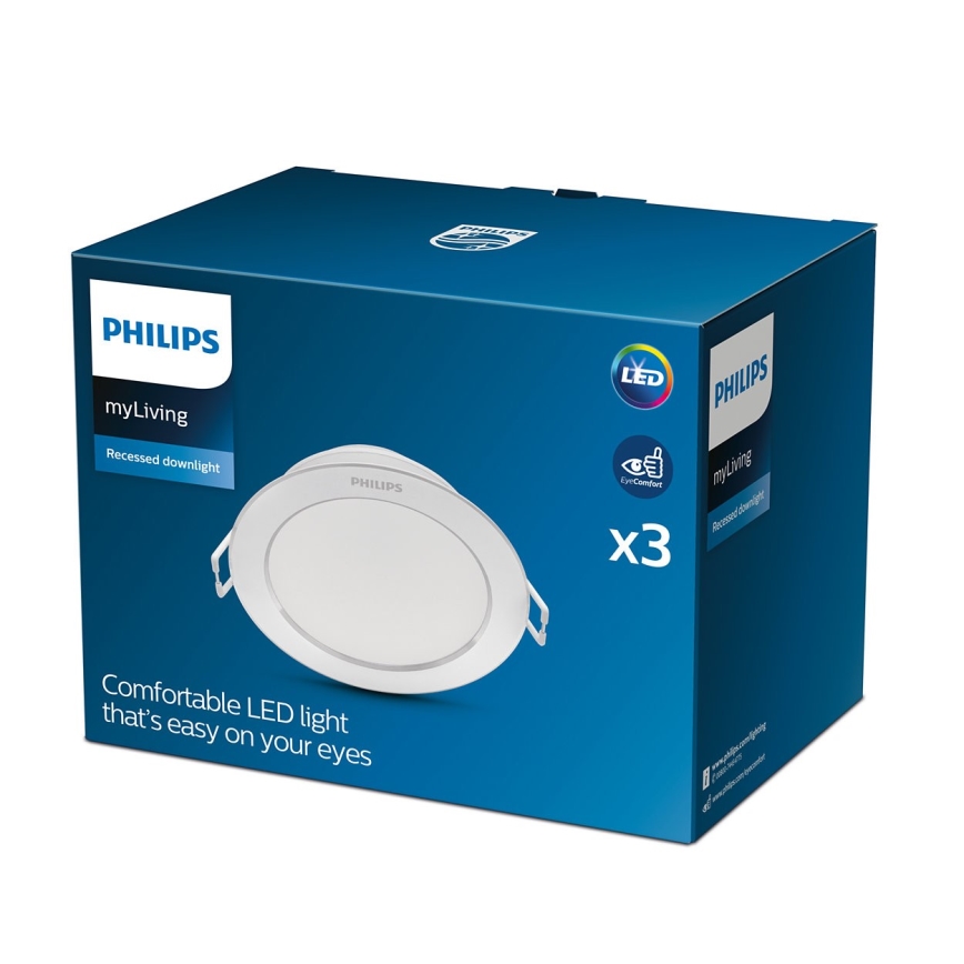 SET 3x plafonieră LED încastrată 1xLED/3,5W/230V 2700K Philips