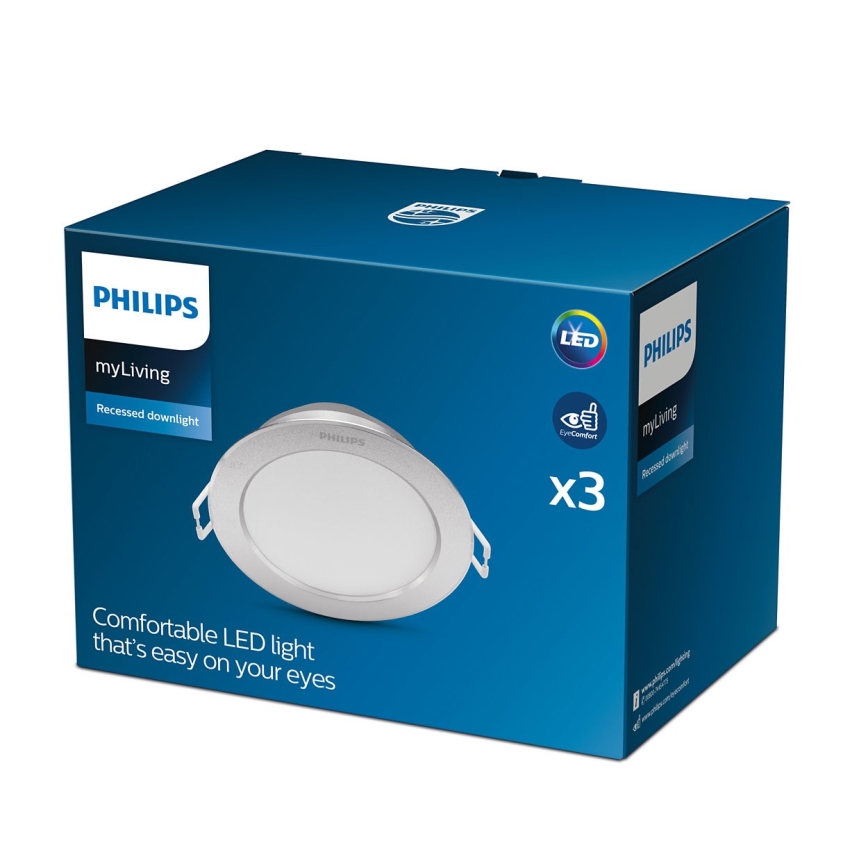 SET 3x plafonieră LED încastrată LED/3,5W/230V 2700K Philips