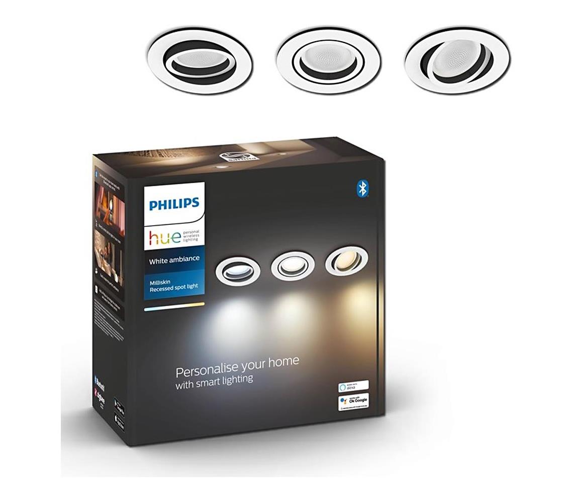 SET 3x plafonieră LED încastrată dimabilă Hue 1xGU10/57W/230V Philips