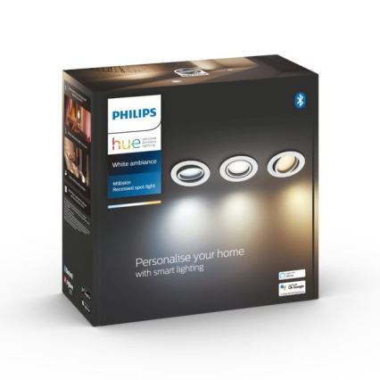 SET 3x plafonieră LED încastrată dimabilă Hue MILLISKIN 1xGU10/5,7W/230V 2000-6500K Philips