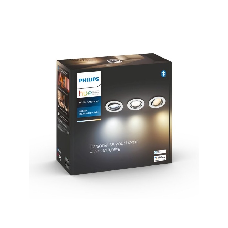 SET 3x plafonieră LED încastrată dimabilă Hue MILLISKIN 1xGU10/5,7W/230V 2000-6500K Philips
