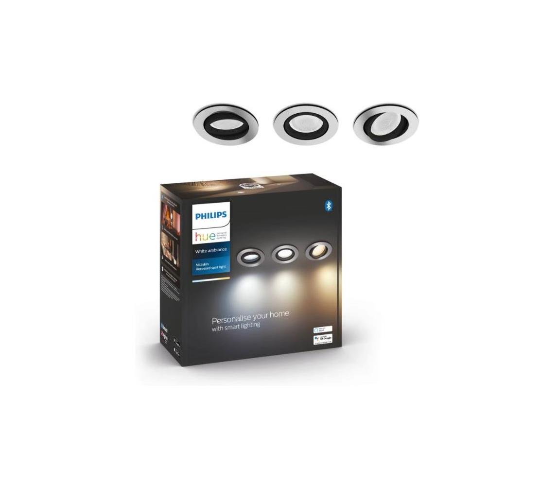 SET 3x plafonieră LED încastrată dimabilă Hue MILLISKIN 1xGU10/57W/230V 2000-6500K Philips