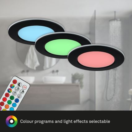 SET 3x plafonieră LED RGBW încastrată dimabilă pentru baie LED/4,8W/230V 3000-6500K IP65 Briloner + telecomandă
