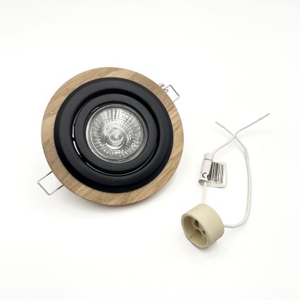 Set 3x spot încastrat TOBBY 1x GU10/20W/230V, Ø 11,5 cm, stejar/negru