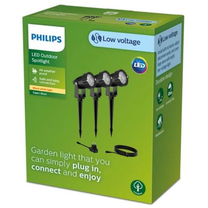 SET 3x spot LED de exterior Philips CAPER LED/1,5W/24/230V IP44