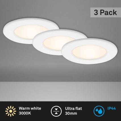 Set 3x spoturi LED încastrate pentru baie 6W/230V 3000K IP44 alb