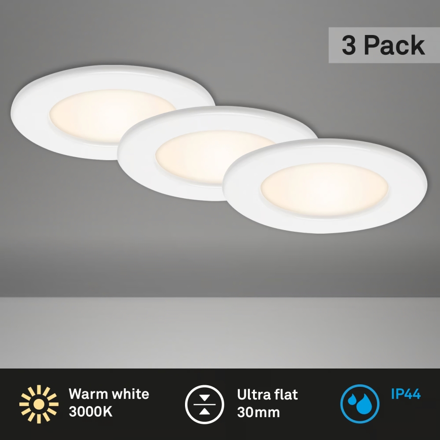 Set 3x spoturi LED încastrate pentru baie 6W/230V 3000K IP44 alb