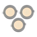 Set 3x spoturi LED încastrate pentru baie, LED/6W/230V, IP44, argintiu