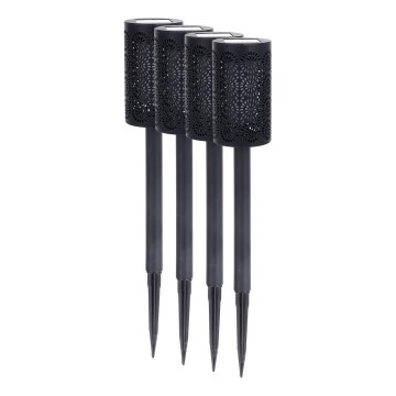 Set 4 buc. lămpi solare LED DECOR, 1,2 V, 150 mAh, 3000 K, 39 cm, IP44, negru