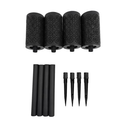 Set 4 buc. lămpi solare LED DECOR, 1,2 V, 150 mAh, 3000 K, 39 cm, IP44, negru