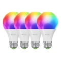 SET 4x bec LED RGBW dimabil Nanoleaf ESSENTIALS MATTER A19 E27/9W/230V 2700-6500K CRI 90 Wi-Fi