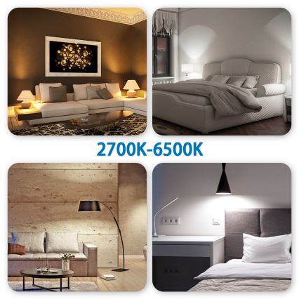 Set 4x Bec LED RGBW smart, cu intensitate reglabilă, GU10, 4,9W, 230V, 2700-6500K - Aigostar