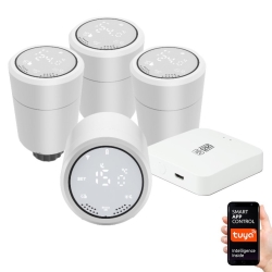 SET 4x cap termostatic + BRIDGE PRO v3 2xAA/3V Wi-Fi Tuya Immax NEO 07732C