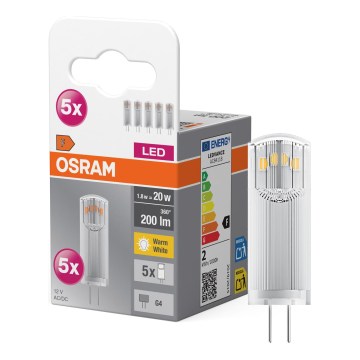 Set 5 becuri LED PIN G4/1,8W/12V 2700K - Osram