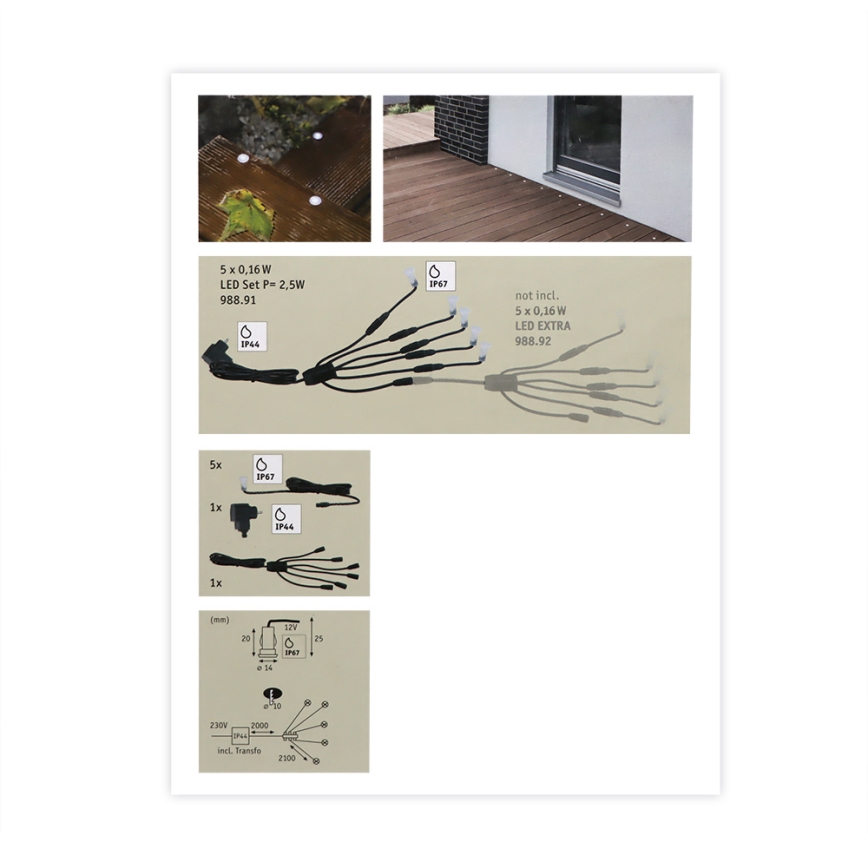 SET 5x corp de iluminat încastrat de exterior LED/0,16W IP67 MICRO 230V Paulmann 98891