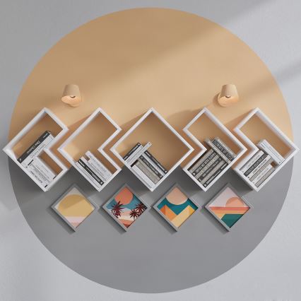 SET 5x etajeră de perete ELITRA albă