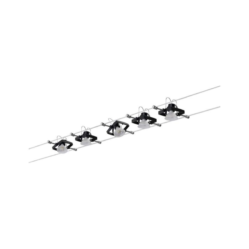 SET 5x lustră pe cablu GU5,3/10W MAC 230V neagră Paulmann 94290