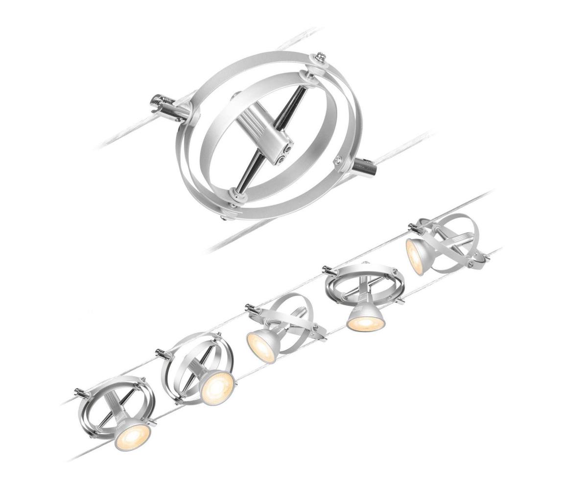 SET 5x lustră pe cablu Paulmann 94436 GU53/10W CARDAN 230V crom mat