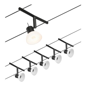 SET 5x lustră pe cablu Paulmann 94450 GU5,3/10W SHEELA 230V negru