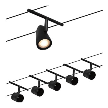 SET 5x lustră pe cablu Paulmann 94469 GU5,3/10W CUP 230V negru