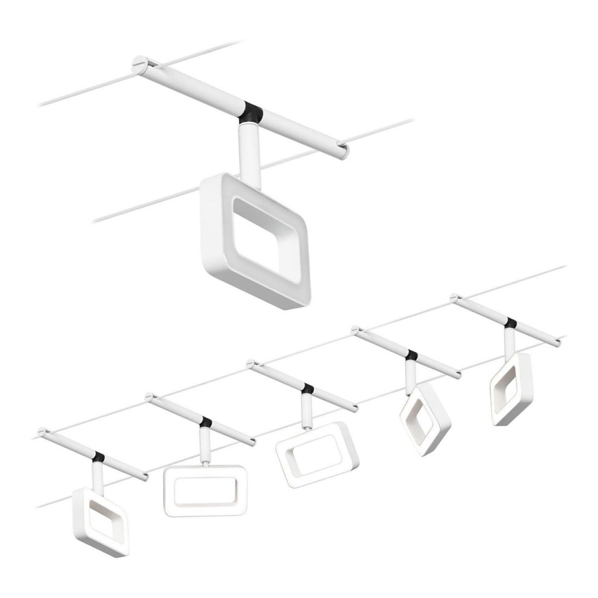 SET 5x lustră pe cablu Paulmann 94483 LED/4,8W FRAME 230V alb