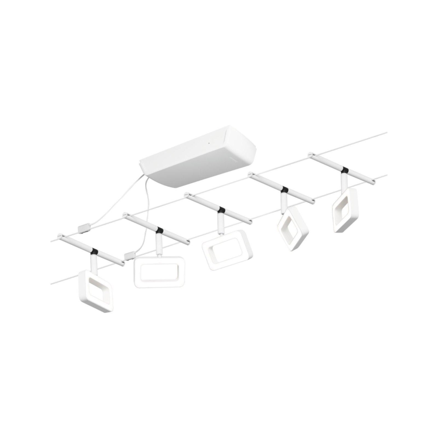 SET 5x lustră pe cablu Paulmann 94483 LED/4,8W FRAME 230V alb