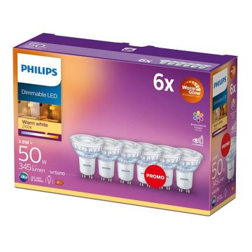 SET 6x bec LED dimabil Philips Warm Glow GU10/3,8W/230V 2200-2700K CRI 90