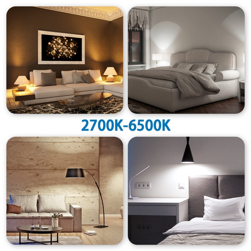 Set de 6 becuri LED RGBW reglabile MESH GU10/6,5W/230V 2700-6500K Wi-Fi + telecomandă - Aigostar