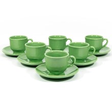 Set 6x ceașcă ceramică Lucie cu farfurioară verde