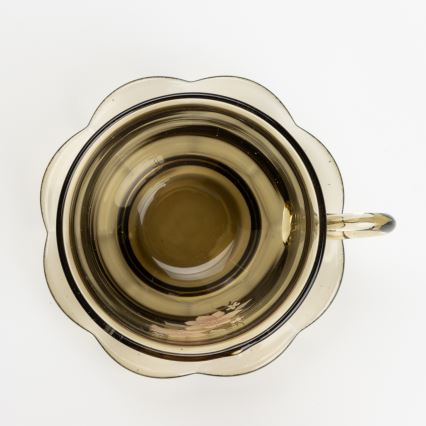 Set 6x ceașcă din sticlă cu farfurioară, fumuriu buchet nr. 6